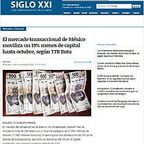 El mercado transaccional de Mxico moviliza un 19% menos de capital hasta octubre, segn TTR Data